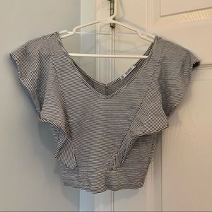 Fun Pull&Bear striped crop top with ruffles